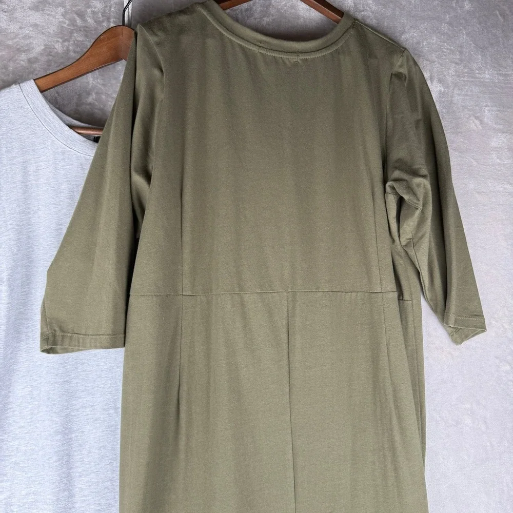 Ellos Womens Set of 2 Knit Midi Dresses Olive Grey 3/4 Sleeve Plus Size 1X 22/24